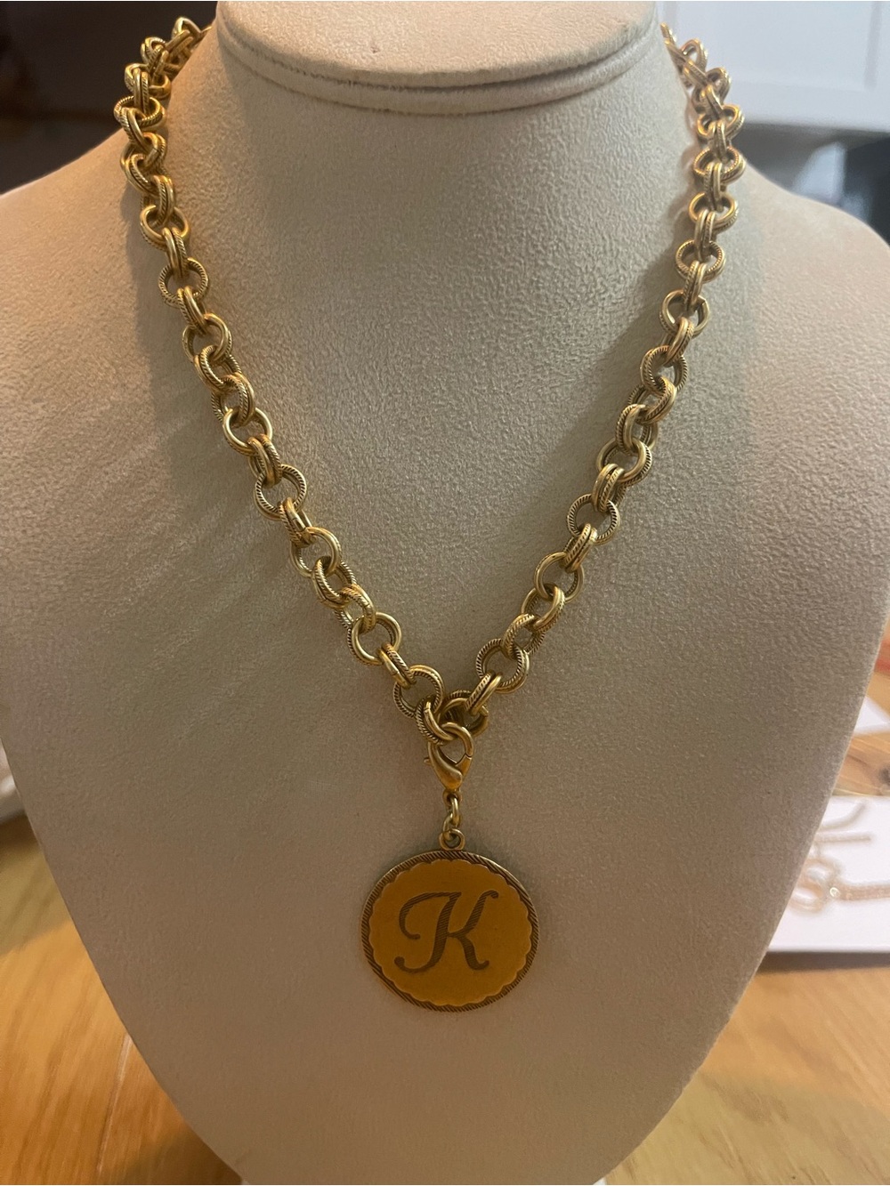 Gold Initial 'K' Disc Necklace - Women Jewelry